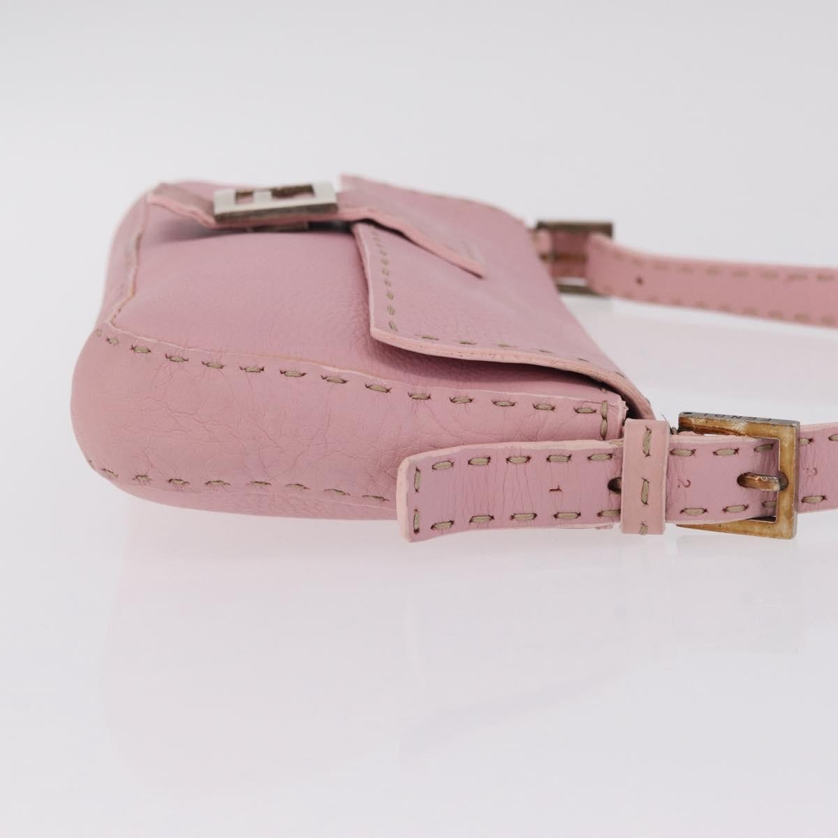 Fendi Selleria Baguette Leather, Pink, Leather, Handbag