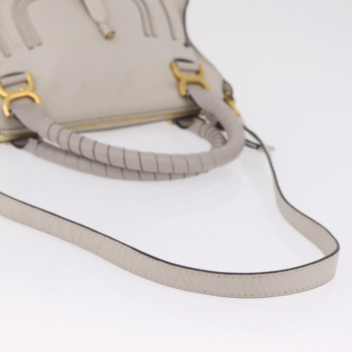 Chloe Marcie Satchel Leather, Gray, Leather, Handbag