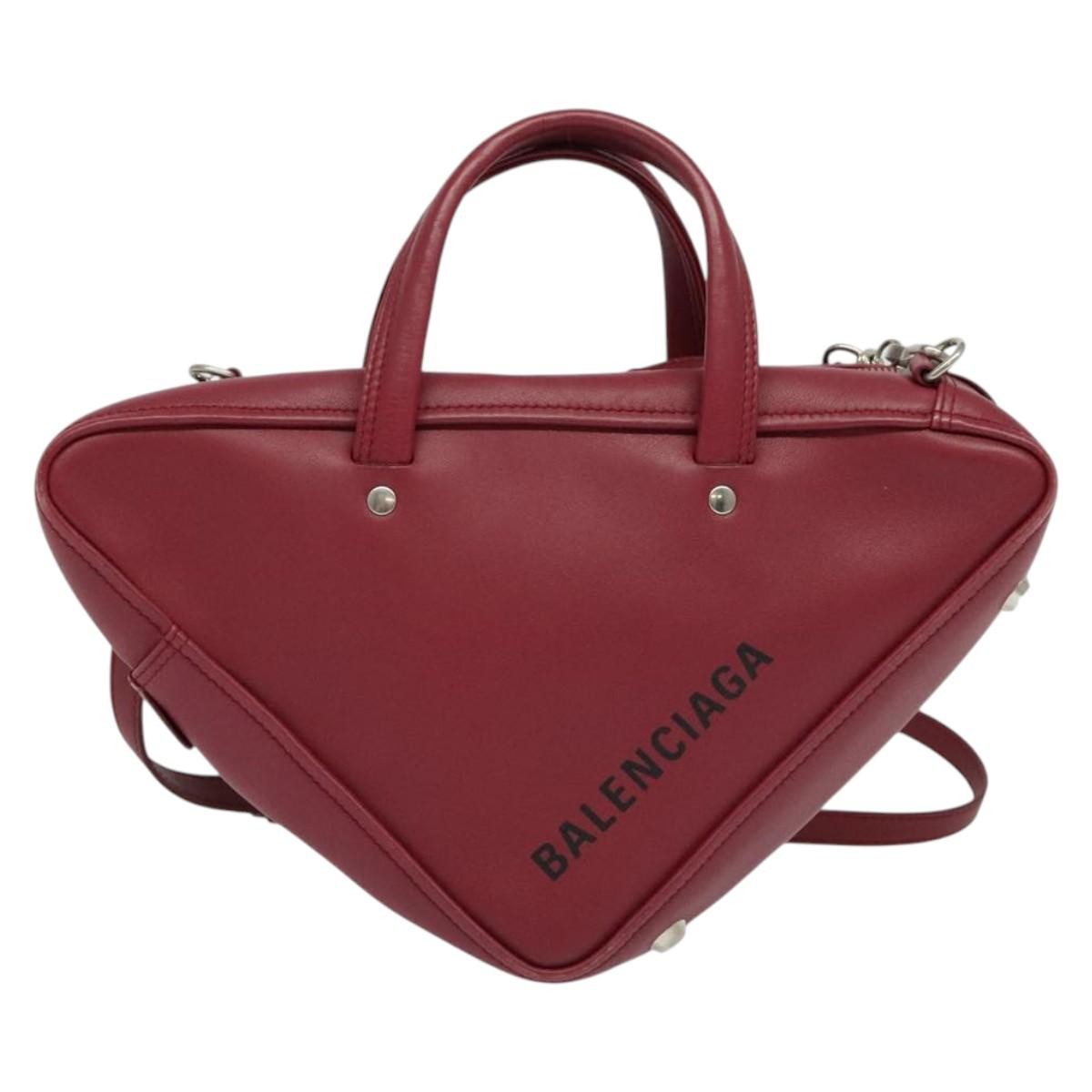Balenciaga Triangle Duffle Leather, Red, Leather, Handbag