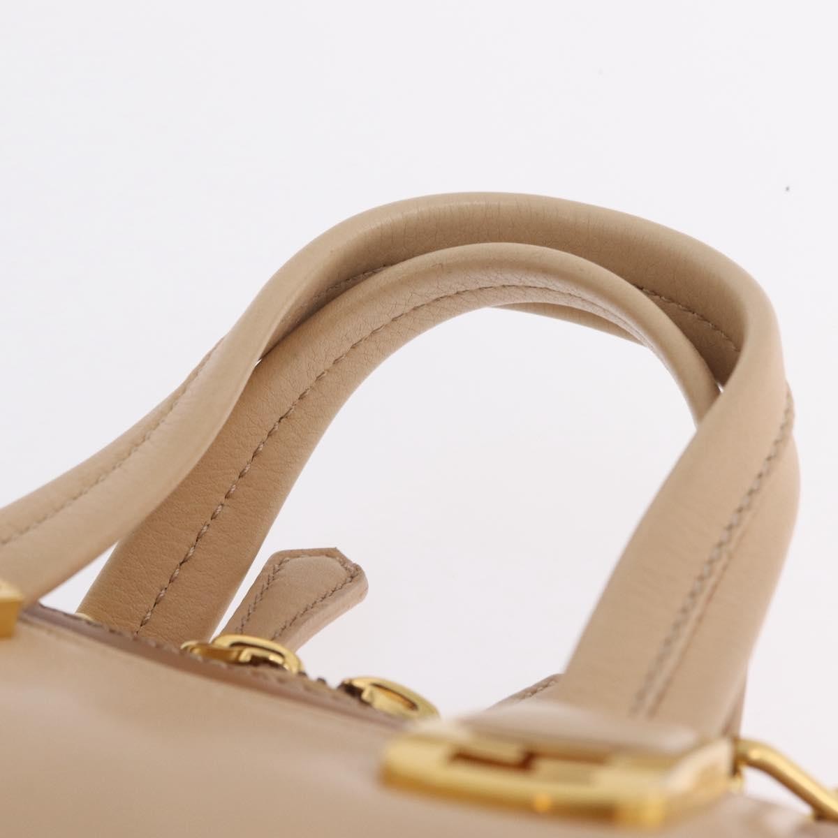 Fendi Chameleon Satchel Leather, Beige, Leather, Handbag