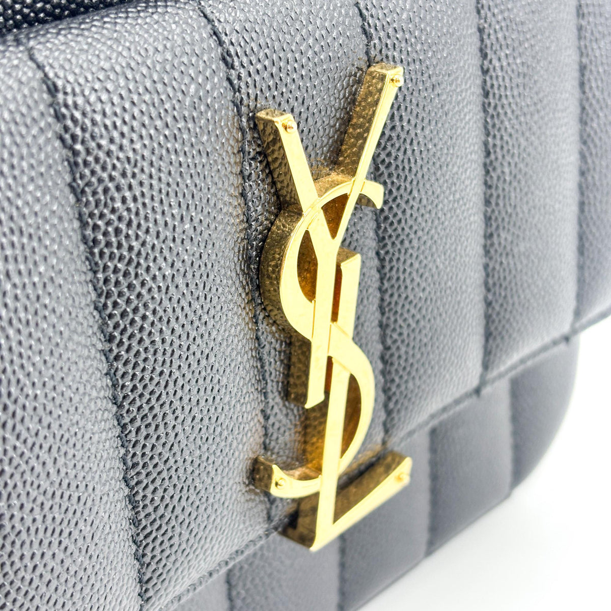 Saint Laurent Vicky Camera Vertical Quilted Leather, Black, Leather, Shoulder Bag