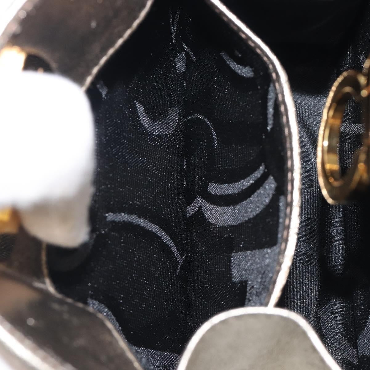Salvatore Ferragamo Gancini Chain Leather, Gold, Leather, Shoulder Bag