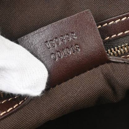 Gucci Bamboo Horsebit Canvas and Leather, Brown, Canvas, Shoulder Bag