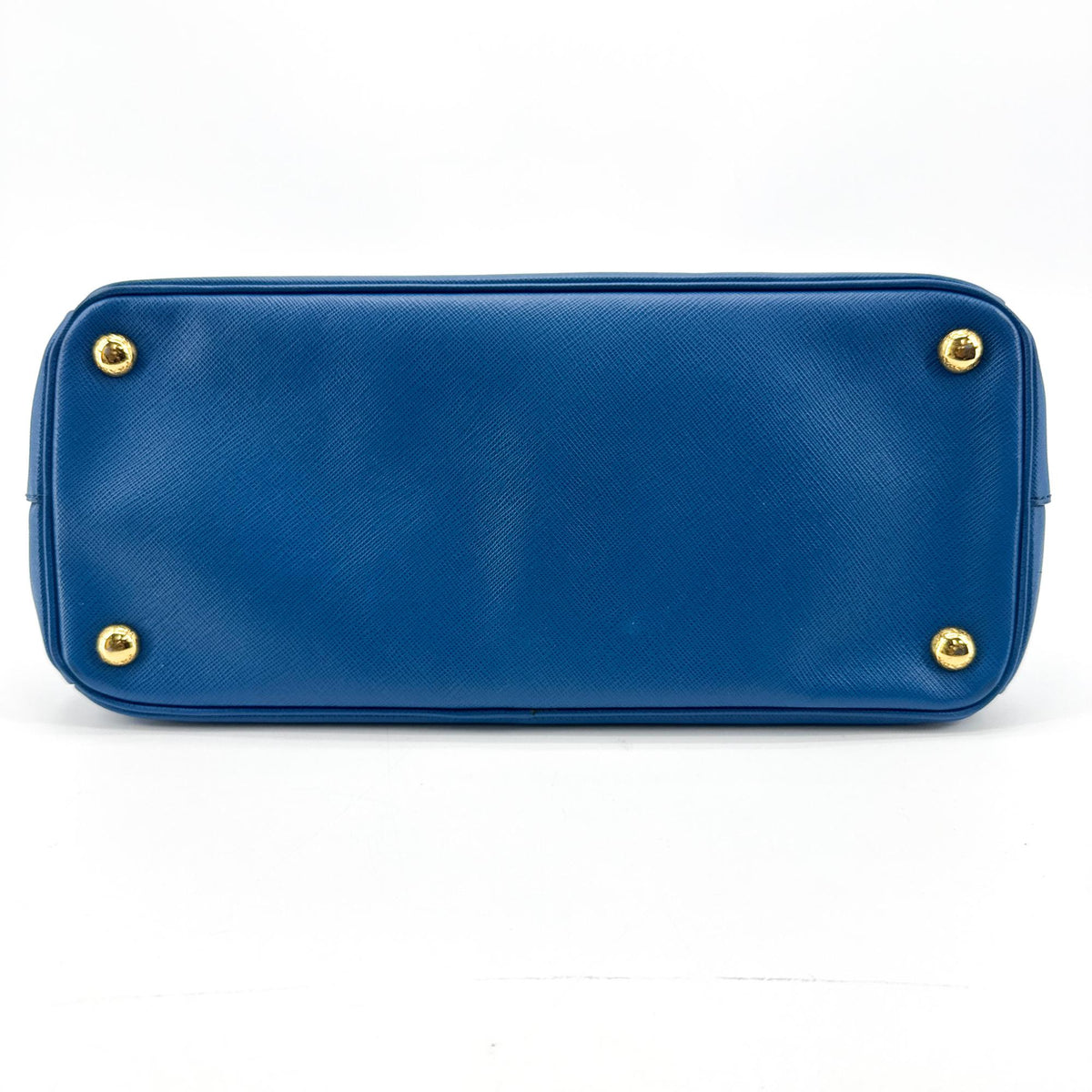 Prada Double Zip Lux Saffiano Leather, Blue, Leather, Tote Bag