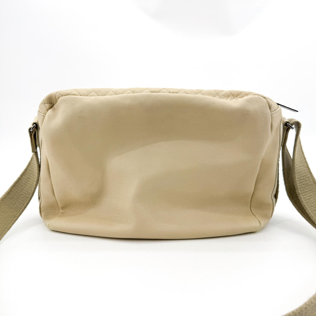 Chanel Sport Line Double Pocket Zip Messenger Leather, Beige, Leather, Crossbody Bag