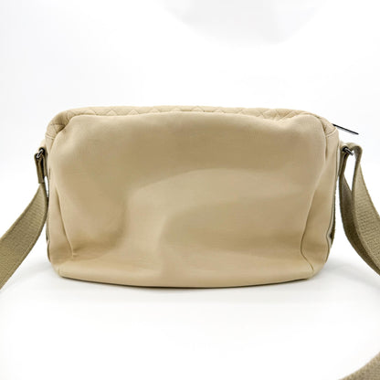 Chanel Sport Line Double Pocket Zip Messenger Leather, Beige, Leather, Crossbody Bag
