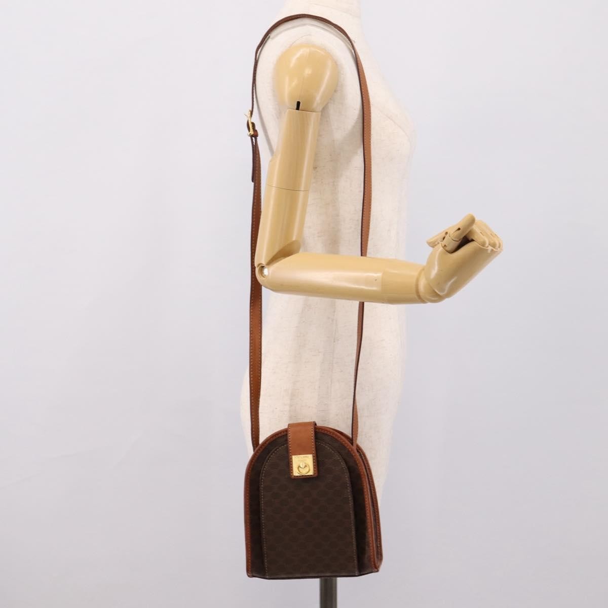 Celine Macadam Shoulder Canvas, Brown, Canvas, Crossbody Bag