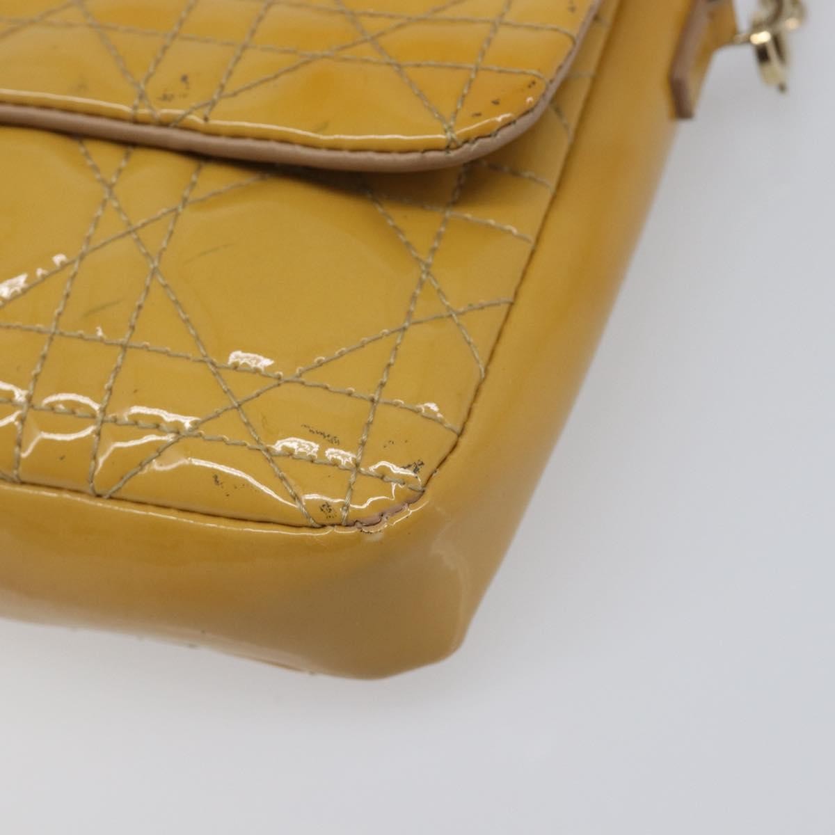 Christian Dior New Lock Cannage Quilt Patent, Yellow, Patent Leather, Clutch