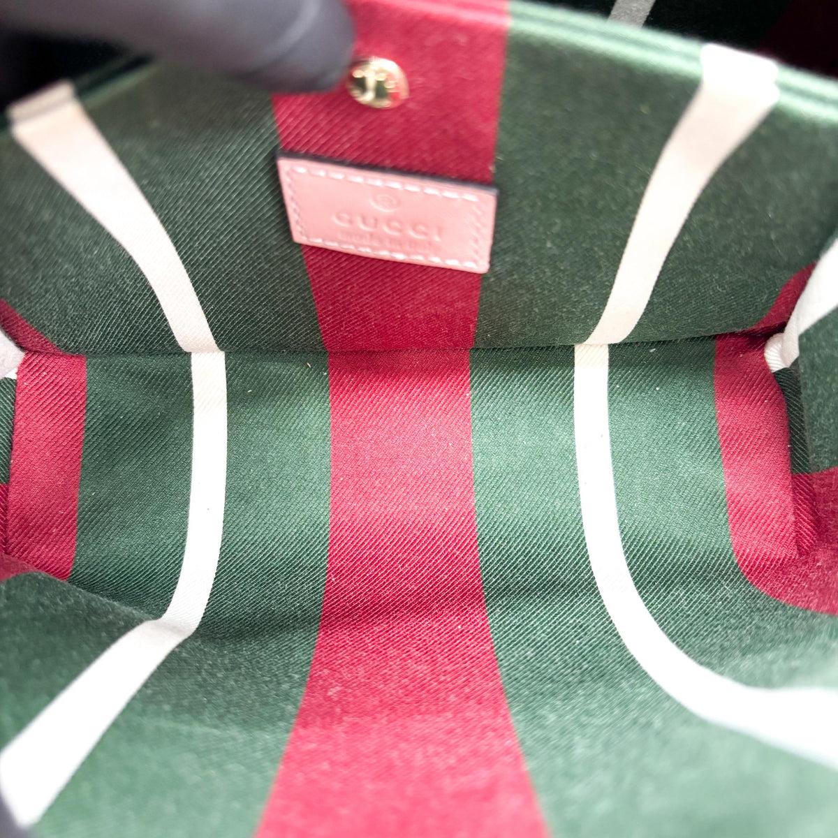 Gucci GG Emblem Bucket Bag GG Coated Canvas, Pink, Canvas, Shoulder Bag