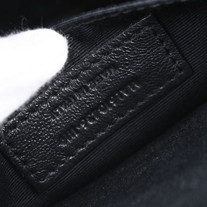 Saint Laurent Vinyle Round Belt Matelasse Chevron Leather, Black, Leather, Clutch