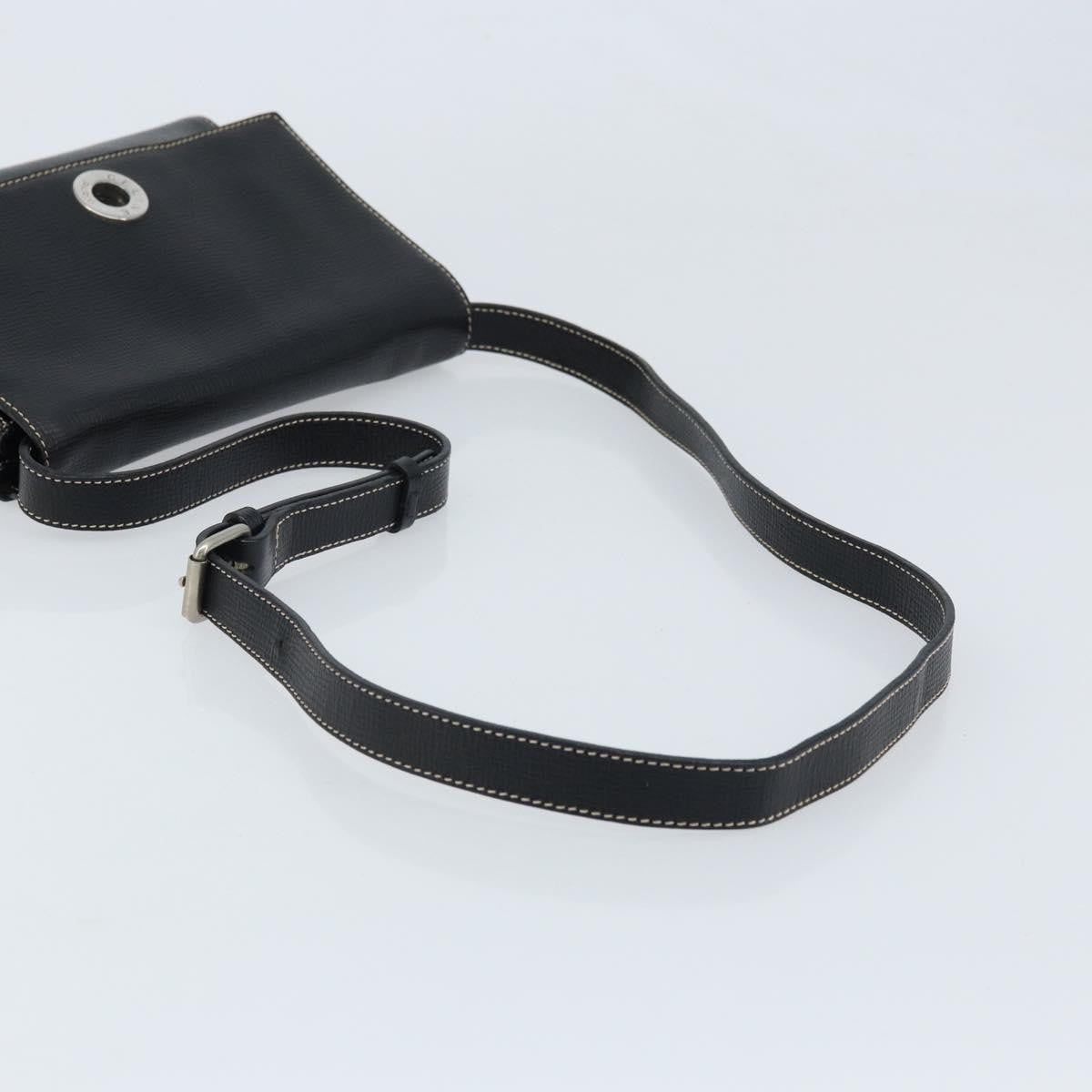 Celine Vintage Circle Logo Leather, Black, Leather, Crossbody Bag