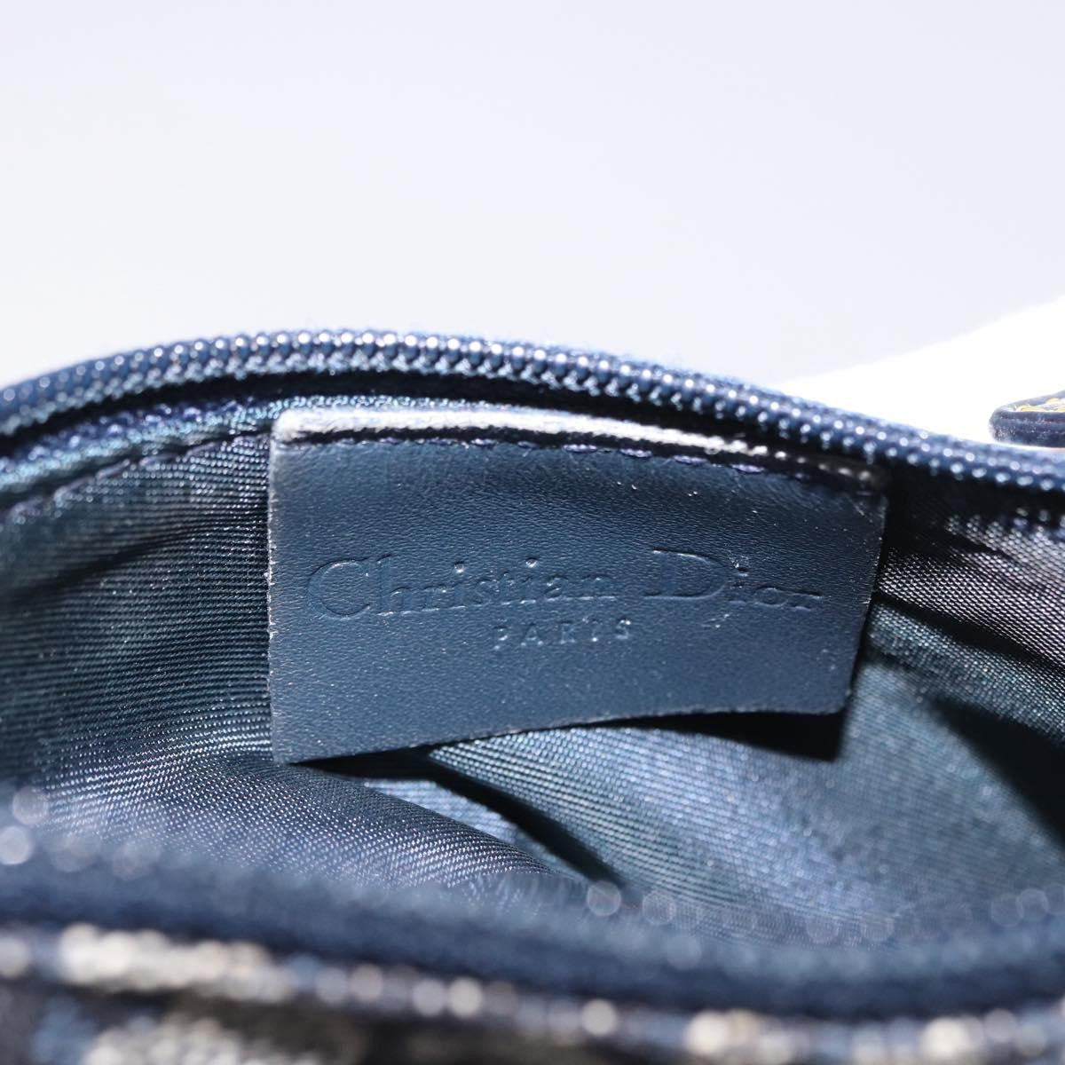 Christian Dior Vintage Saddle Zip Coin Purse Diorissimo Canvas, Navy, Canvas, Clutch