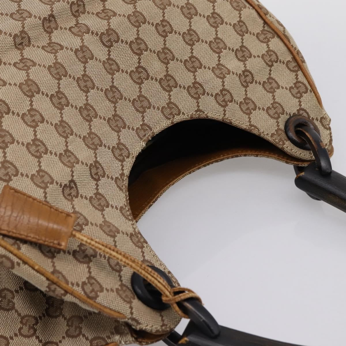 Gucci Vintage Bamboo Handle GG Canvas, Beige, Canvas, Tote Bag