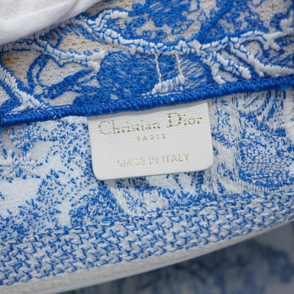 Christian Dior Book Tote Embroidered Canvas, Blue, Canvas, Tote Bag