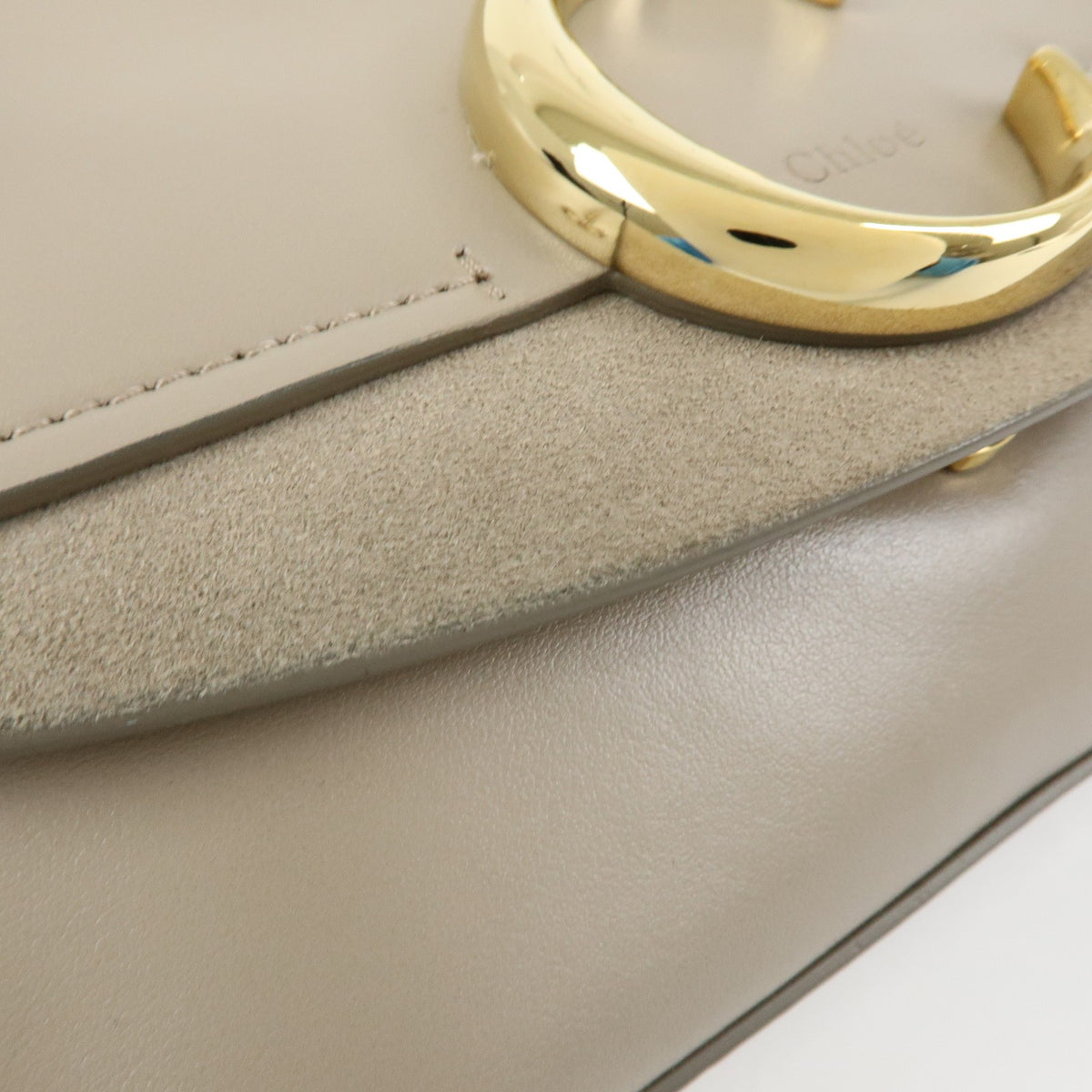 Chloe C Shoulder Bag Leather, Gray, Leather, Shoulder Bag