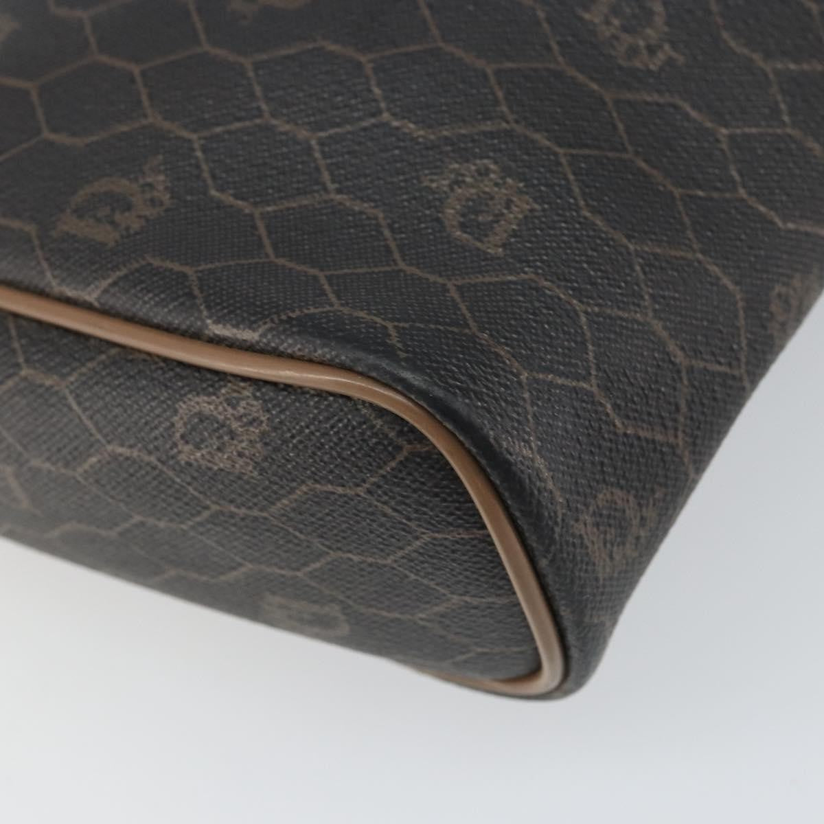 Christian Dior Vintage Honeycomb Zip Canvas and Leather, Black, Canvas, Clutch
