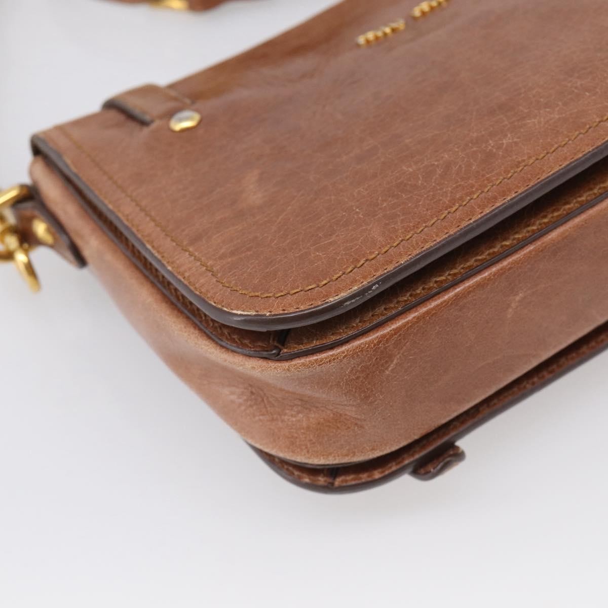 Miu Miu Shoulder Leather, Brown, Leather, Shoulder Bag