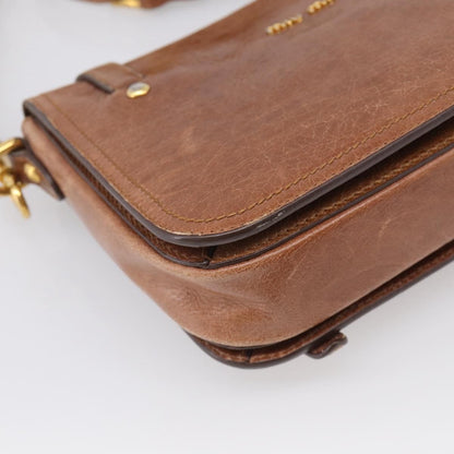Miu Miu Shoulder Leather, Brown, Leather, Shoulder Bag
