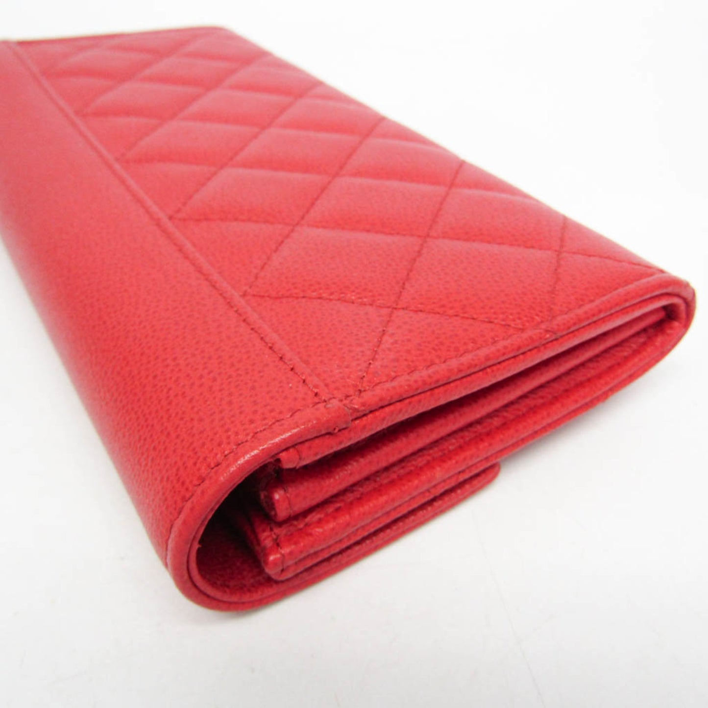 Chanel CC Box Gusset Flap Quilted Calfskin, Red, Leather, Wallet