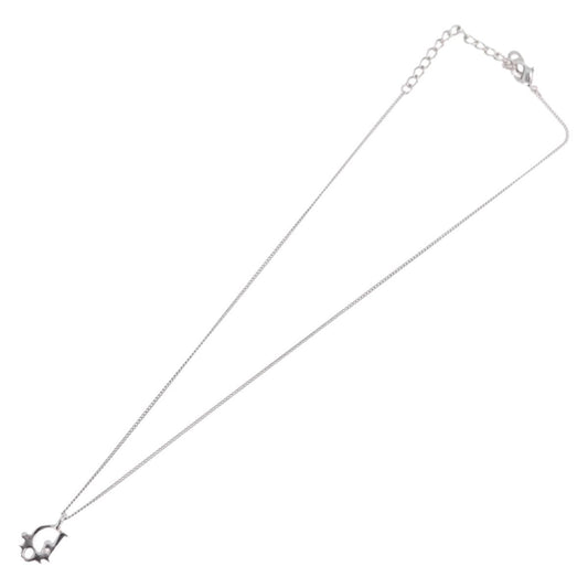 Christian Dior Vintage Logo Pendant Metal, Silver, Metal, Necklace