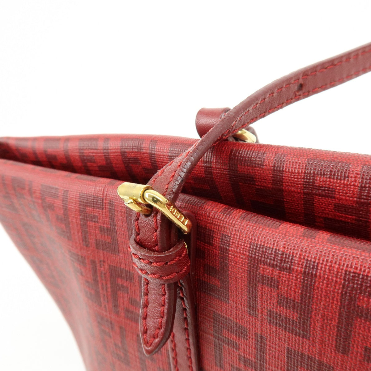Fendi Superstar Zucchino Coated Canvas, Red, PVC, Tote Bag