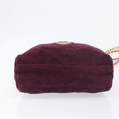 Prada Vintage Chain Flap Suede, Burgundy, Suede, Shoulder Bag