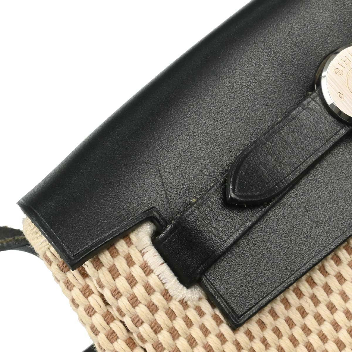Hermes Herbag Toile and Leather, Beige, Canvas, Handbag