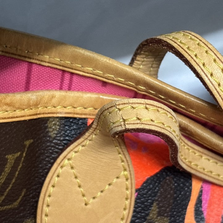 Louis Vuitton Neverfull Limited Edition Monogram Roses, Multicolour, Canvas, Tote Bag