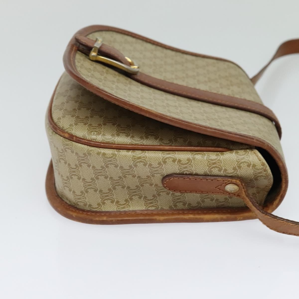 Celine Vintage Macadam Canvas and Leather, Beige, Canvas, Shoulder Bag