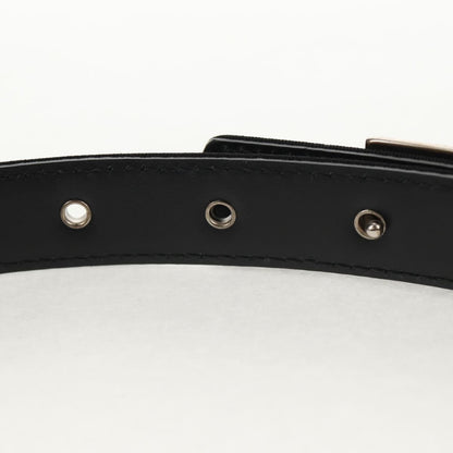 Chanel Logo Belt Leather with Metal and Crystals, Black, Leather, Belt
