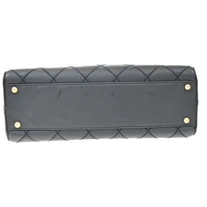 Chanel Wild Stitch Handbag Quilted Calfskin, Black, Leather, Shoulder Bag