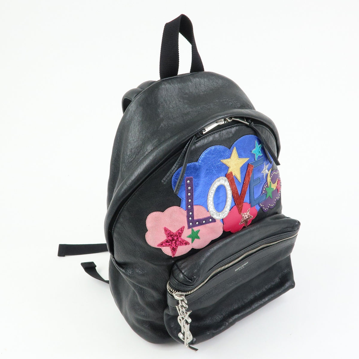 Saint Laurent City Patchwork Leather, Black, Leather, Backpack