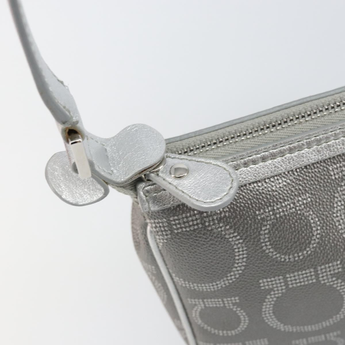 Salvatore Ferragamo Gancini Leather, Silver, Leather, Crossbody Bag