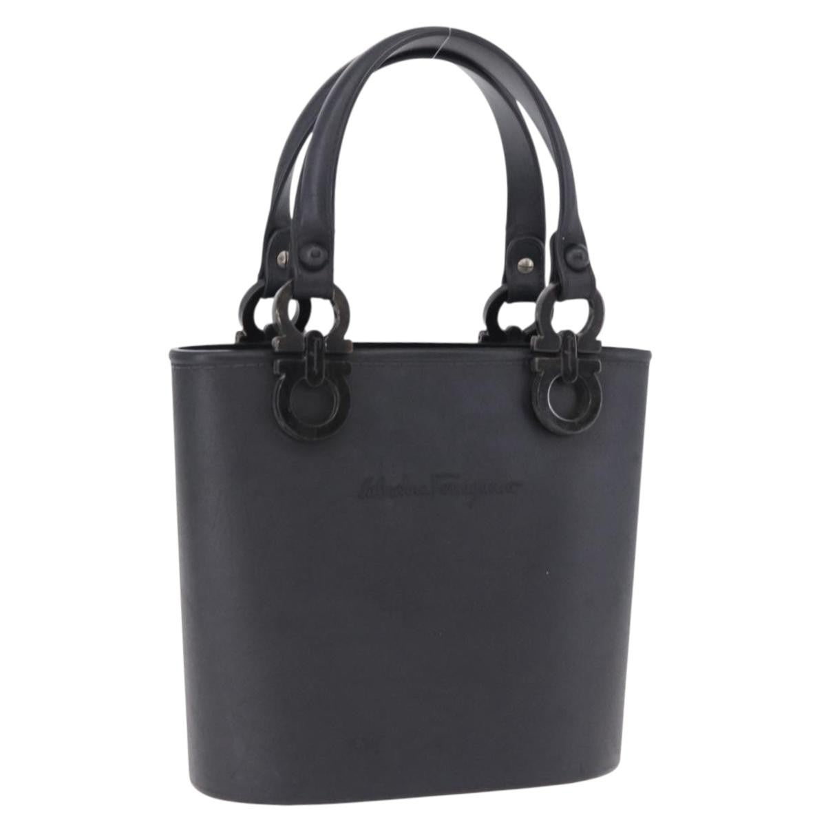 Salvatore Ferragamo Gancini Top Handle Leather, Black, Rubber, Handbag