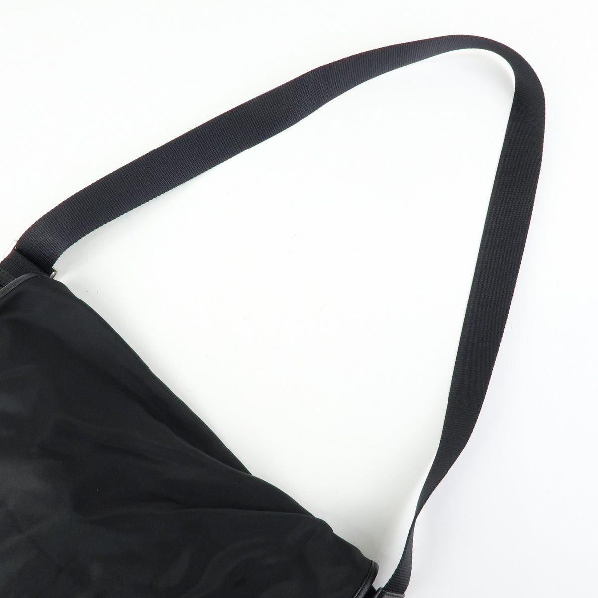 Prada Buckle Messenger Tessuto, Black, Nylon, Handbag