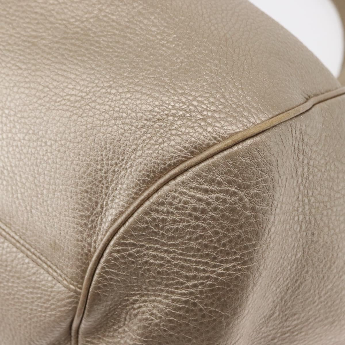 Salvatore Ferragamo Gancini Leather, Gold, Leather, Handbag