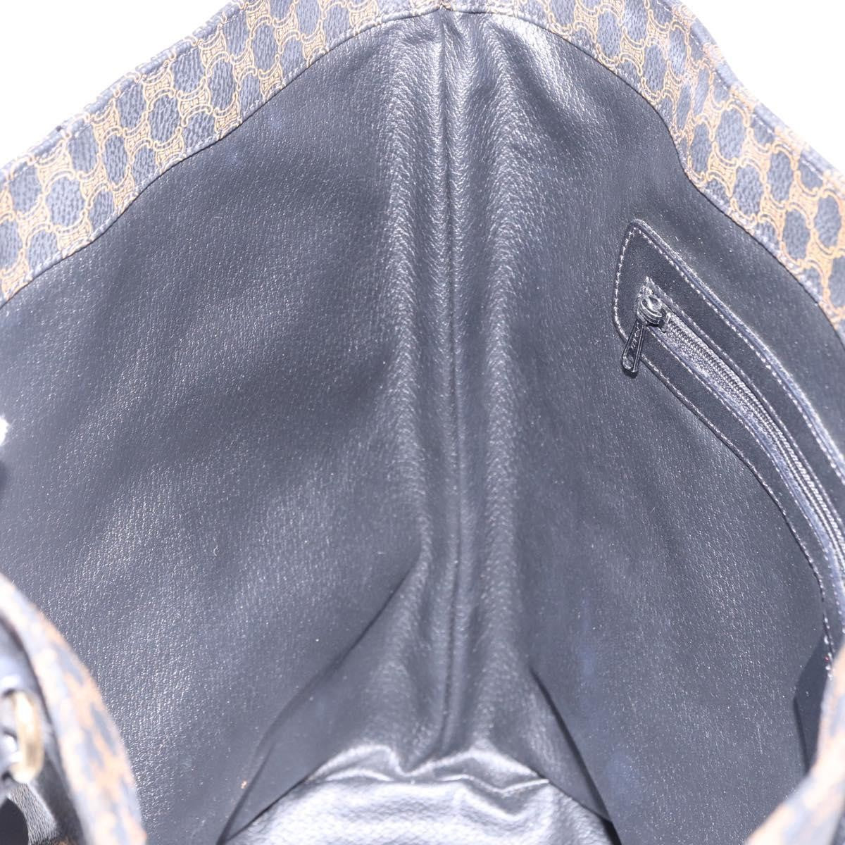 Celine Vintage Macadam Canvas and Leather, Black, Canvas, Shoulder Bag