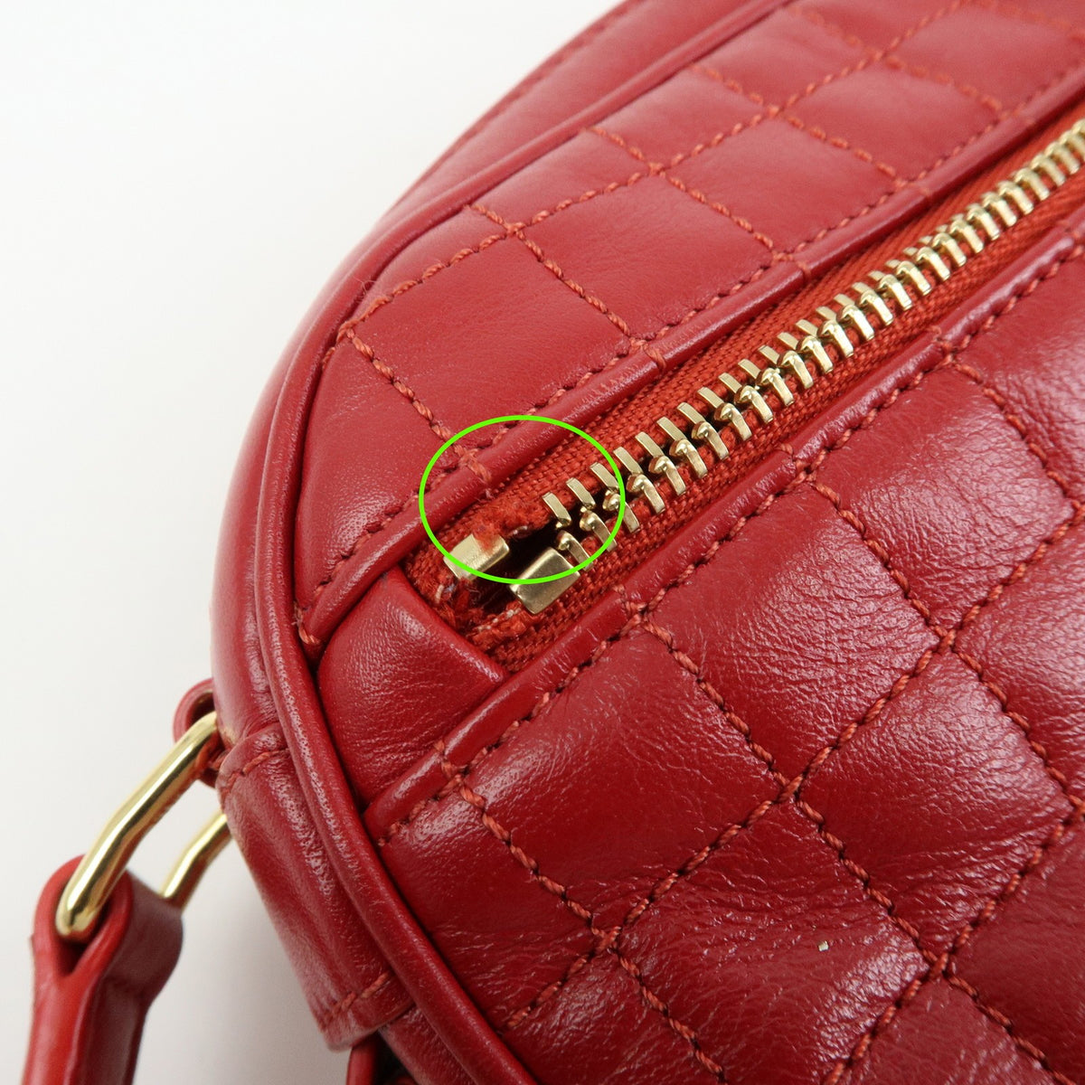 Celine C Charm Camera Quilted Leather, Red, Leather, Handbag