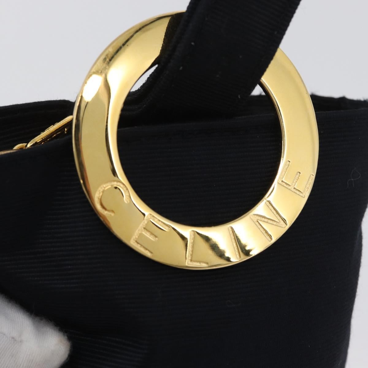 Celine Circle Logo Pouch Canvas, Black, Canvas, Clutch