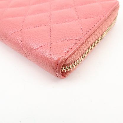 Chanel Zip Around Organizer Quilted Caviar, Pink, Leather, Wallet