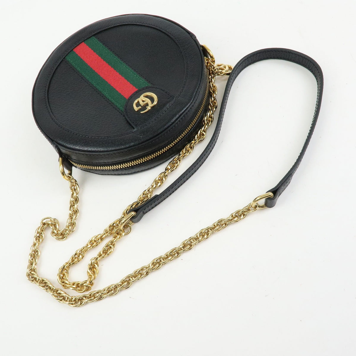 Gucci Ophidia Round Leather, Black, Leather, Shoulder Bag