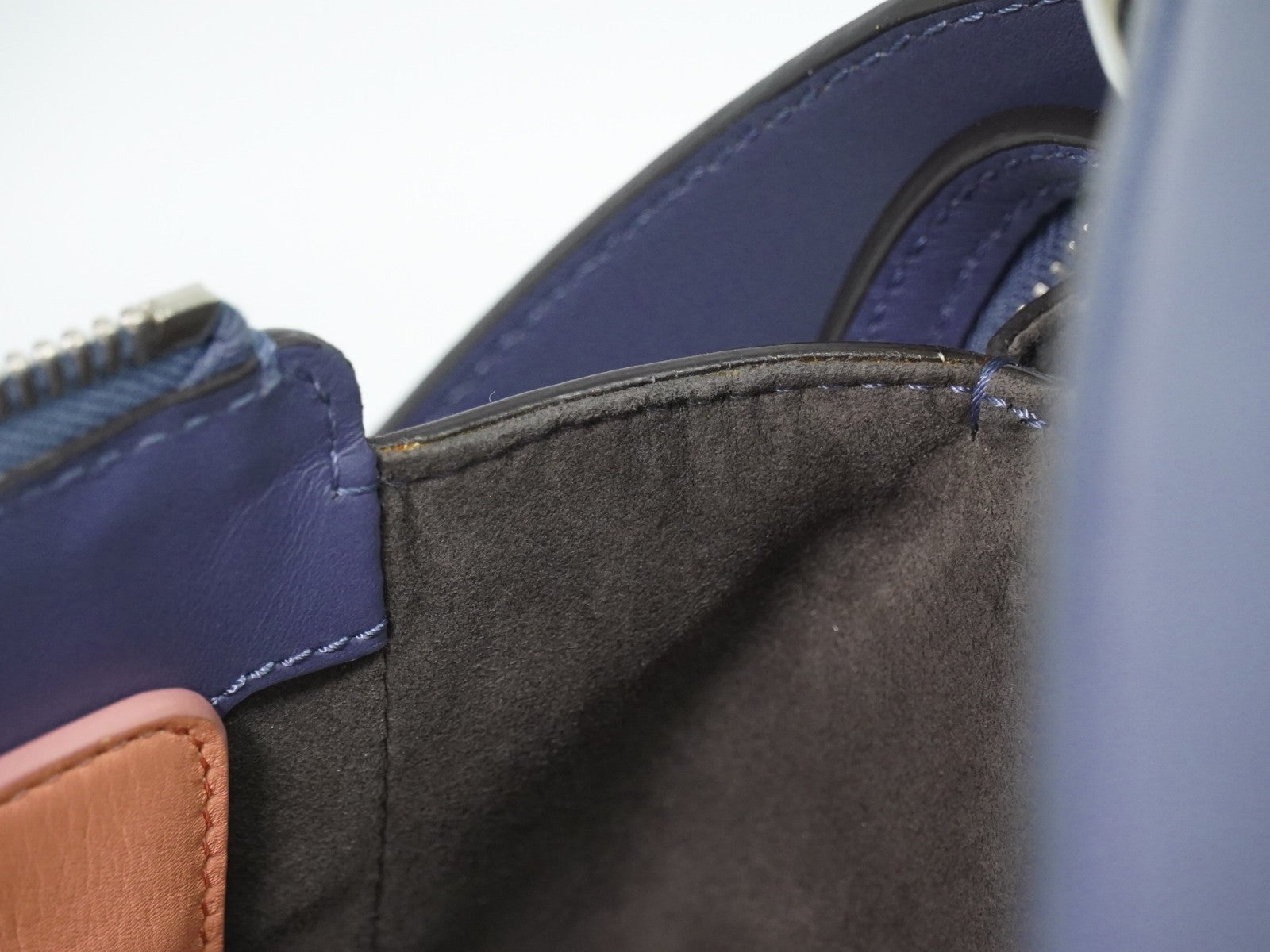 Fendi DotCom Convertible Satchel Leather, Blue, Leather, Handbag