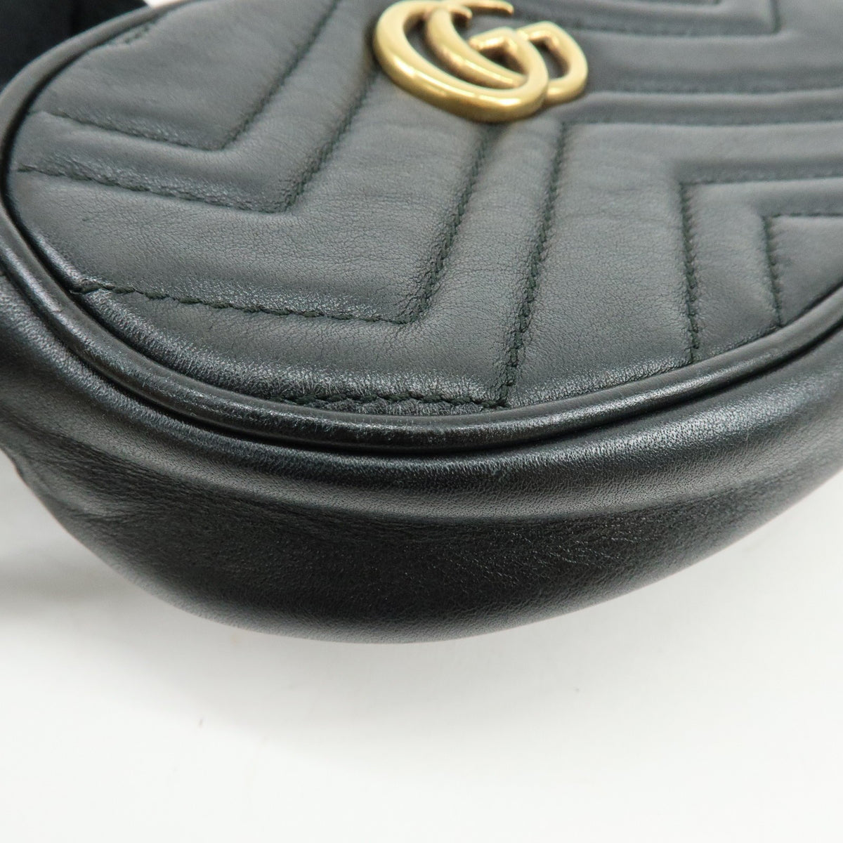 Gucci GG Marmont Belt Matelasse Leather, Black, Leather, Handbag