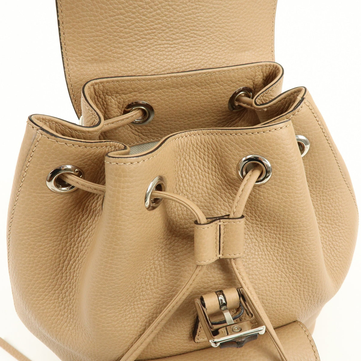 Gucci Bamboo Tassel Leather, Beige, Leather, Backpack