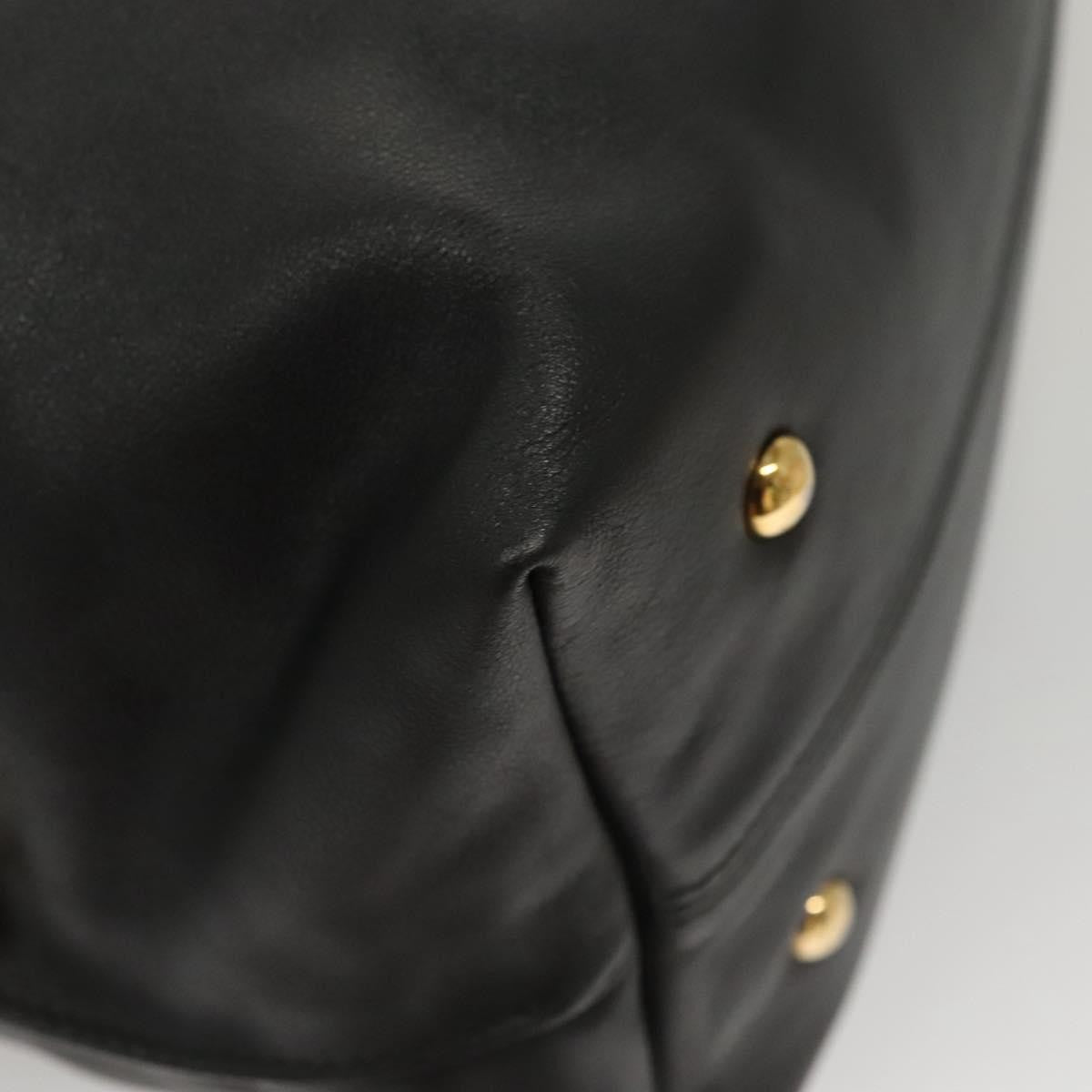 Salvatore Ferragamo Gancini Leather, Black, Leather, Handbag