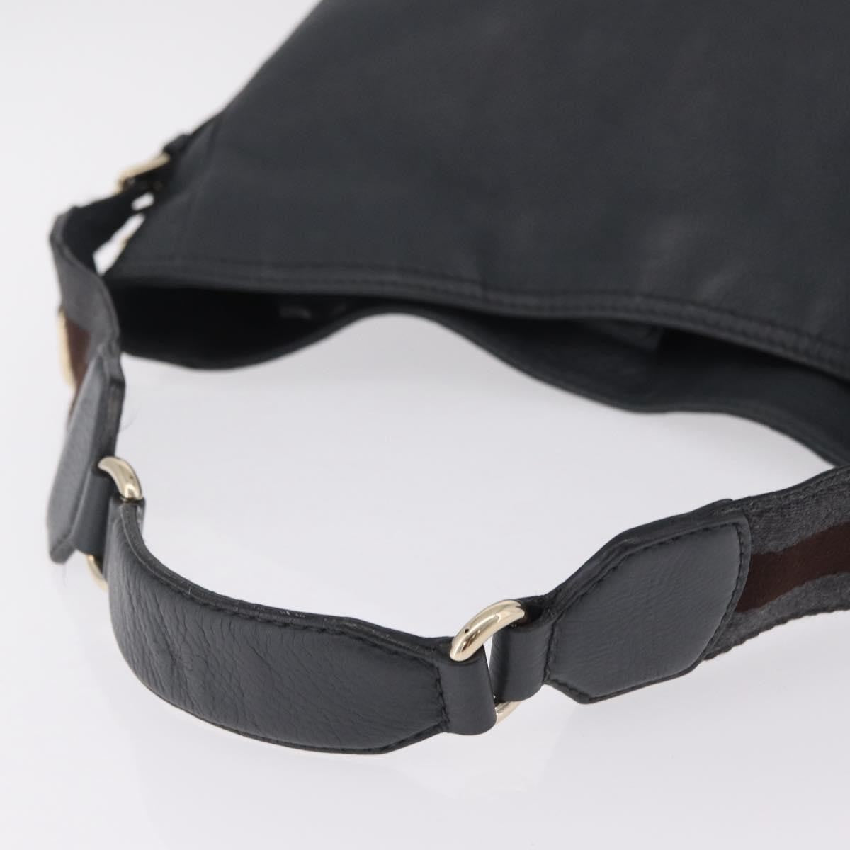 Gucci Heritage Web Hobo Leather, Gray, Leather, Shoulder Bag