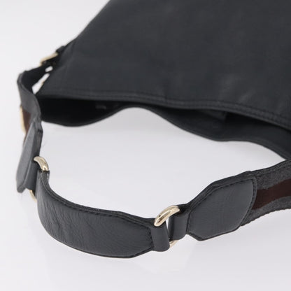 Gucci Heritage Web Hobo Leather, Gray, Leather, Shoulder Bag
