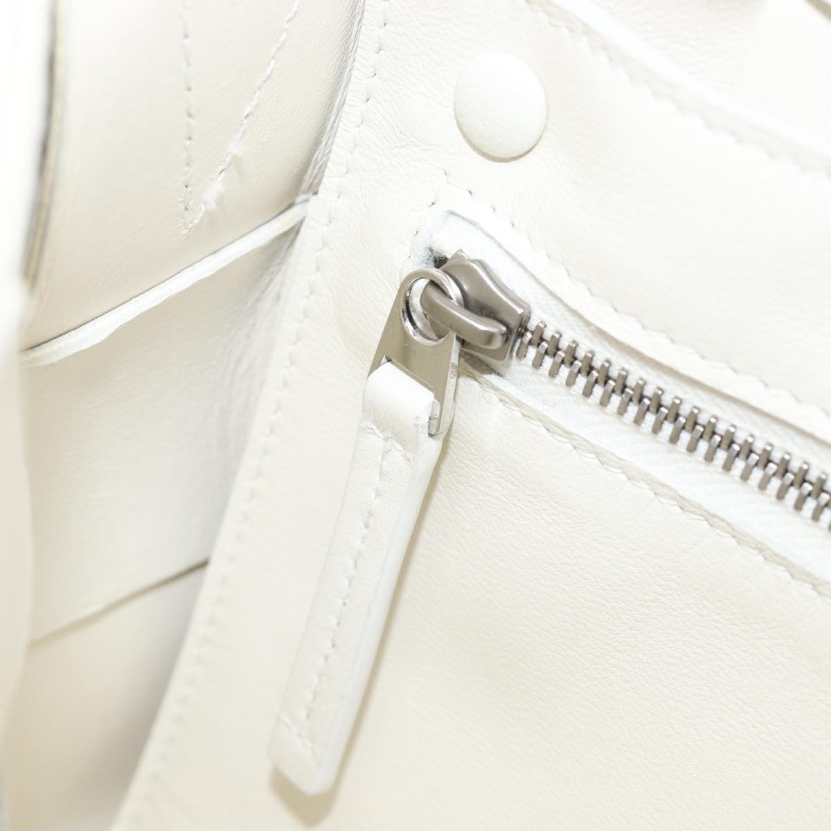 Bottega Veneta Cassette Maxi Intrecciato Leather, White, Leather, Crossbody Bag