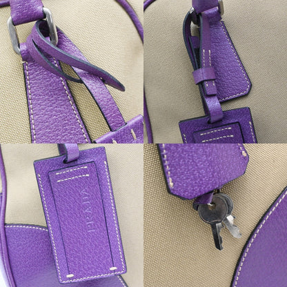 Prada Bowler Canvas with Leather, Beige, Canvas, Shoulder Bag