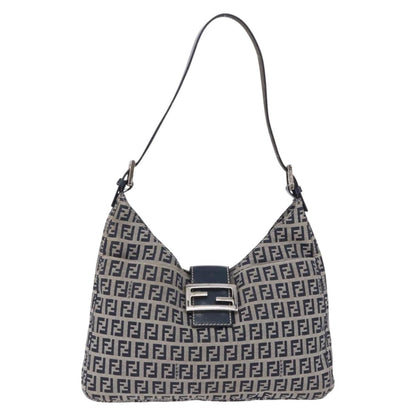 Fendi Buckle Strap Hobo Zucchino Canvas, Navy, Canvas, Shoulder Bag